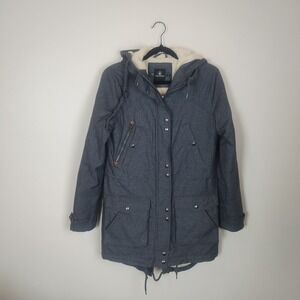 Volcom Women's Gray Sherpa Lined Parka Small Warm Winter Sport Water Resistant